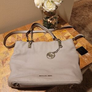 Michael Kors Light Gray Leather Shoulder Bag